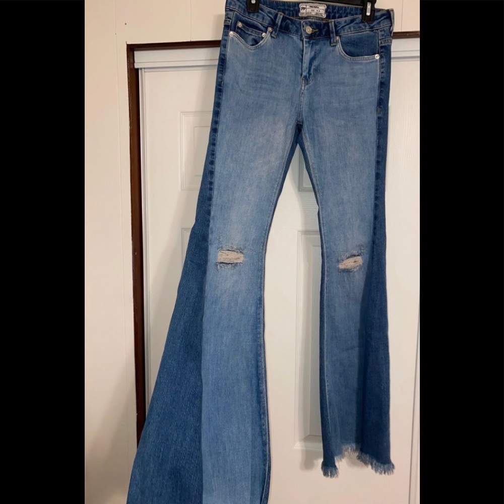 Free people Bellbottom two toned jean